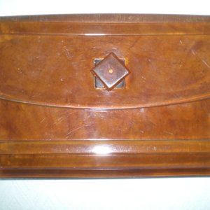 vtg bakelite leather clutch convertible shoulder